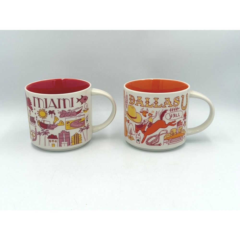 Starbucks Been There Series Miami Dallas Mug Set 14oz Across Globe Collection